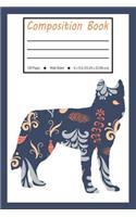 Composition Book: Siberian Husky Dog Blue Flower Wide Ruled Pages for Pet Lovers (Exercise Book, Notebook, Journal)