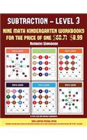 Numbers Workbook (Kindergarten Subtraction/Taking Away Level 3): 30 full color preschool/kindergarten subtraction worksheets (includes 8 printable kindergarten PDF books worth $60.71)(Numbers Workbook)