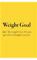 Weight Goal (n.) The weight I was 10 years ago when I thought I was fat.