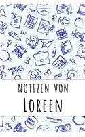 Notizen von Loreen: Kariertes Notizbuch mit 5x5 Karomuster für deinen personalisierten Vornamen