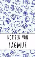 Notizen von Yagmur: Kariertes Notizbuch mit 5x5 Karomuster für deinen personalisierten Vornamen