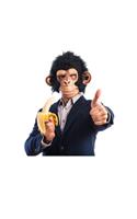 Monkey Man Eating a Banana and Showing Thumbs Up - Blank Lined Notebook