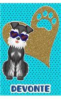 Schnauzer Life Devonte: College Ruled Composition Book Diary Lined Journal Blue