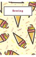Sewing: Funny Red and Yellow Icecream Dotted Grid Bullet Journal Notebook - 100 pages 6 x 9 inches Log Book