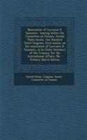 Nomination of Lawrence H. Summers: Hearing Before the Committee on Finance, United States Senate, One Hundred Third Congress, First Session, on the Nomination of Lawrence H. Summers, to Be Under Secretary of the Treasury for the International Affai: (English)