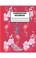 Composition Notebook: Water Colour Cute Pink Flamingo Composition Preschool kindergarten Collage Rulled Notebook Journal For Kids, Girls- Wide Ruled Composition Note Book