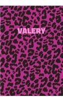 Valery: Personalized Pink Leopard Print Notebook (Animal Skin Pattern). College Ruled (Lined) Journal for Notes, Diary, Journaling. Wild Cat Theme Design wi
