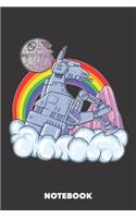 Notebook: The Robot-Unicorn Under the Rainbow 6 x 9 inch dot grid - 120 pages for Creative Fantastic People