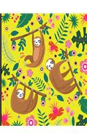 Amelia: Yellow Sloth Notebook, 366 Pages College Ruled Sloth Notebook, Cute Sloth Cover Note Pad
