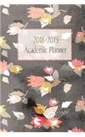 2018-2019 Academic Planner: Monthly/Weekly Planner with Extras / Brown and Peach Floral Cover / 6" x 9"