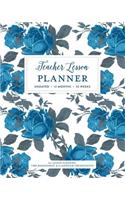 Teacher Lesson Planner, Undated 12 Months 52 Weeks for Lesson Planning, Time Management & Classroom Organization: French Blue Rose Damask Pattern Instructor Curriculum Plan Calendar Book