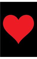 Blank Notebook - 100 Pages - Red Heart on Black