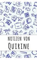 Notizen von Quirine: Kariertes Notizbuch mit 5x5 Karomuster für deinen personalisierten Vornamen