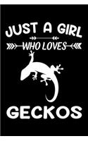 Just A Girl Who Loves Geckos: Gecko Animal Lover Gift Diary - Blank Date & Blank Lined Notebook Journal - 6x9 Inch 120 Pages White Paper