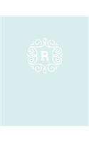 R: 110 Dot-Grid Pages - Monogram Journal and Notebook with a Light Blue Background and Simple Vintage Elegant Design - Personalized Initial Letter Jour