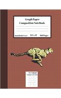 Graph Composition Notebook 4 Squares per inch 4x4 Quad Ruled 4 to 1 / 8.5 x 11 100 Sheets: Cute Cheetah on Speed Gift Notepad / Grid Squared Paper Back To School Gift Notebook For Math Teens Science Adults Students Programmers note taking 