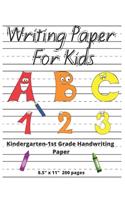 Kindergarten Handwriting Paper ABC 123 Writing Paper For Kids 8.5" x 11" 200 pages: Letter Lined Practice Paper Notebook