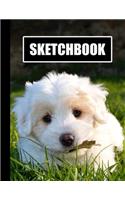Sketchbook: Cute Puppy Dog Cover Design - White Paper - 120 Blank Unlined Pages - 8.5" X 11" - Matte Finished Soft Cover