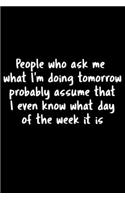 People Who Ask Me What I'm Doing Tomorrow Probably Assume That I Even Know What Day Of The Week It Is: 105 Undated Pages: Humor: Paperback Journal