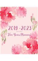 2019-2023 Five Year Planner- Watercolor Pink Flowers: 60 Months Planner and Calendar, Monthly Calendar Planner, Agenda Planner and Schedule Organizer, Journal Planner and Logbook, Appointment Notebook, 