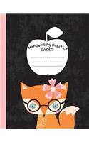 Handwriting Practice Paper: Blank Lined Paper Composition Notebook with Cute Fox, Large Composition Book for Kids from Kindergarten to 3rd Grade, 8,5x11 inches 50 Sheets/100 Pa