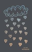 Dot Grid Notebook: Rain Cloud with Heart Rain Drops, 5 inches x 8 inches, 100 sheets / 200 pages, Cream Interior Pages