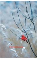 Notebook: Cardinal Bird in Winter 5.06x7.81 (12.85x19.84cm) Journal/Diary/Notebook.