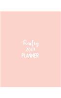 Kailey 2019 Planner: Calendar with Daily Task Checklist, Organizer, Journal Notebook and Initial Name on Plain Color Cover (Jan Through Dec), Kailey 2019 Planner