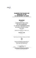 Examining the policies and priorities of the U.S. Department of Labor