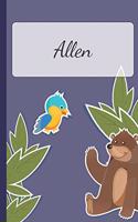 Allen: Personalized Notebooks - Sketchbook for Kids with Name Tag - Drawing for Beginners with 110 Dot Grid Pages - 6x9 / A5 size Name Notebook - Perfect a