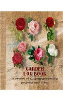 Garden log book: The perfect prompt journal for recording all your gardening activities, projects and ideas - Leather background and roses print design