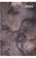 Notebook: Wide Ruled Composition Notebook: Smoky Purple & Copper Marble Design