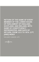 Return of the Name of Every Member of the Lower House of Parliament of England, Scotland, and Ireland, with Name of Constituency Represented, and Date