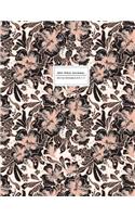 Dot Grid Journal - Dotted Notebook, 8.5 x 11: Black & Peach Art, Floral Soft Cover, Extra Large(Dotted Journals to Write in)