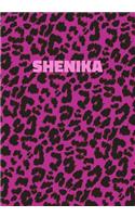 Shenika: Personalized Pink Leopard Print Notebook (Animal Skin Pattern). College Ruled (Lined) Journal for Notes, Diary, Journaling. Wild Cat Theme Design wi