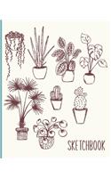 Sketchbook: Blank Journal for Creativity, Drawing, Sketching, and Doodling - Hand Drawn Plant Illustration Cover Design in Teal for Nature Lovers