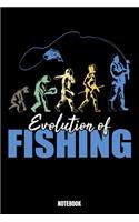 Evolution Of Fishing Notebook: Fishing Notebook, Planner, Journal, Diary, Planner, Gratitude, Writing, Travel, Goal, Bullet Notebook - Size 6 x 9 - 110 Lined Pages - Office Equipm