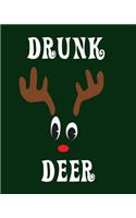 Drunk Deer: Blank 8" x 10" 200 Pages Thick Unruled Sketchbook DIY Journal