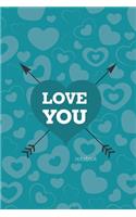 Love You Notebook, Blank Write-in Journal, Dotted Lines, Wide Ruled, Medium (A5) 6 x 9 In (Royal Blue)