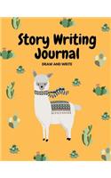 Llama Draw and Write Journal: Soft cover 140 page glossy story writing notebook, 8.5" x 11 " with dotted thirds and illustration frame at the top of each page.