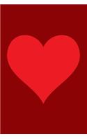 Blank Notebook - 100 Pages - Red Heart on Maroon: Unlined / Unruled Cream Paper; Page Numbers; Blank Table of Contents; 6 X 9; 15.2 CM X 22.9 CM