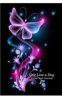 One Line a Day: A Motivational and Inspirational One Year Journal - Pretty Butterfly and Flowers Cover