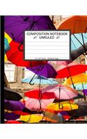 Unruled Composition Notebook 8" x 10". 120 Pages. Umbrella Street Avenue Color