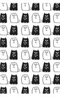 Bullet Journal Notebook for Cat Lovers Black and White Cats in a Row 1: 112 Page Numbered Graph Style Grid Bullet Journal with Index Pages and Key Pages in Portable 6 X 9 Size.