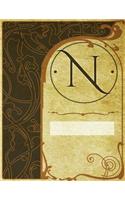 Monogram "n" Sketchbook: Blank Art Pad Notebook Journal