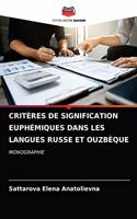 Critères de Signification Euphémiques Dans Les Langues Russe Et Ouzbèque