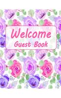 Guest Book: (Welcome) Guest Book for Vacation Home: guest book for visitors, Modern Floral Edition, 8.5 x 11 inch size Guest Log Book for Vacation Rental