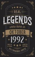 Real Legends were born in Oktober 1992: Vintage Birthday Notebook - Great Individual Gift for Writing Notes, Scribble and Reminders lined 6x9 Inch 100 Pages