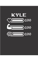 Kyle: Pixel Retro Game 8 Bit Design Blank Composition Notebook College Ruled, Name Personalized for Boys & Men. Gaming Desk Stuff for Gamer Boys. Funny Co