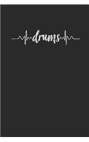 Drums Heartbeat: Dotted Bullet Grid Notebook / Journal (6 X 9) - Gift Idea For Drum Player And Musician